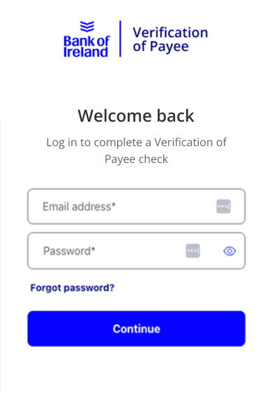 A screenshot of the Verification of Payee (VOP) Portal