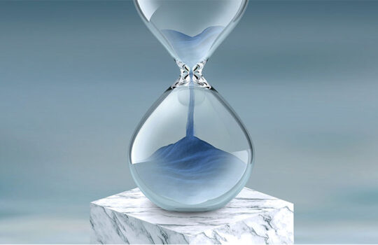 Image of an hourglass half full