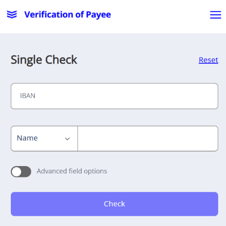 The The Single Check section on the VOP Portal.